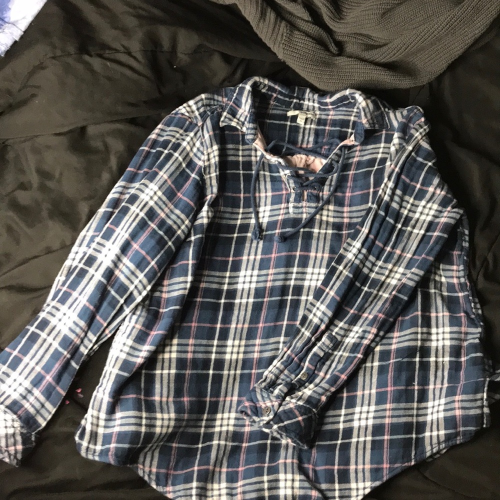 Lace front Flannel Shirt